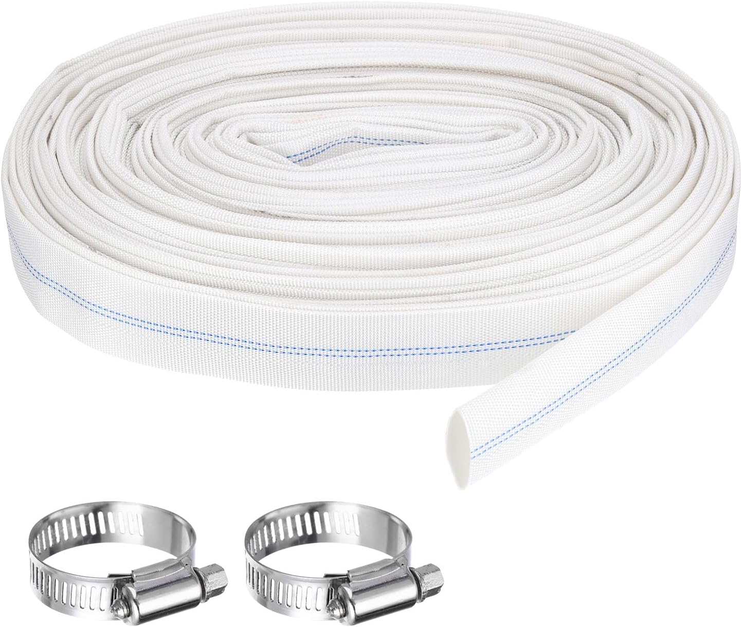 Pool Backwash Hose,1 Inch x 30ft Drain Discharge Pump Hoses,2pcs Clamps,White YESSC871