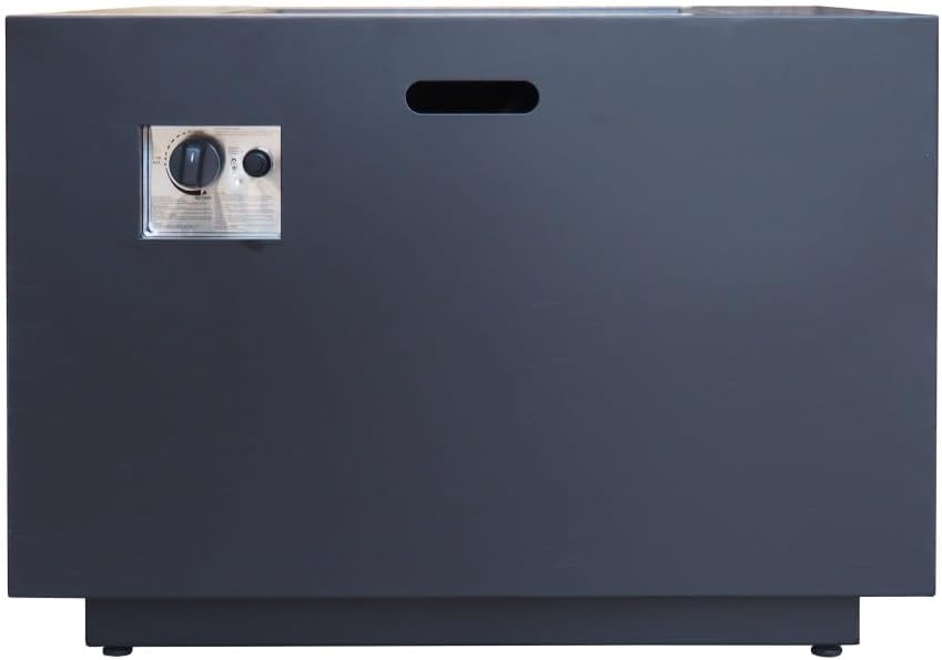 Outdoor Patio Propane Fire Pit 24'' H x 33'' W Square Iron Gas-Burning Fire Pit - 50,000 BTU, Tank in Side, Dark Grey