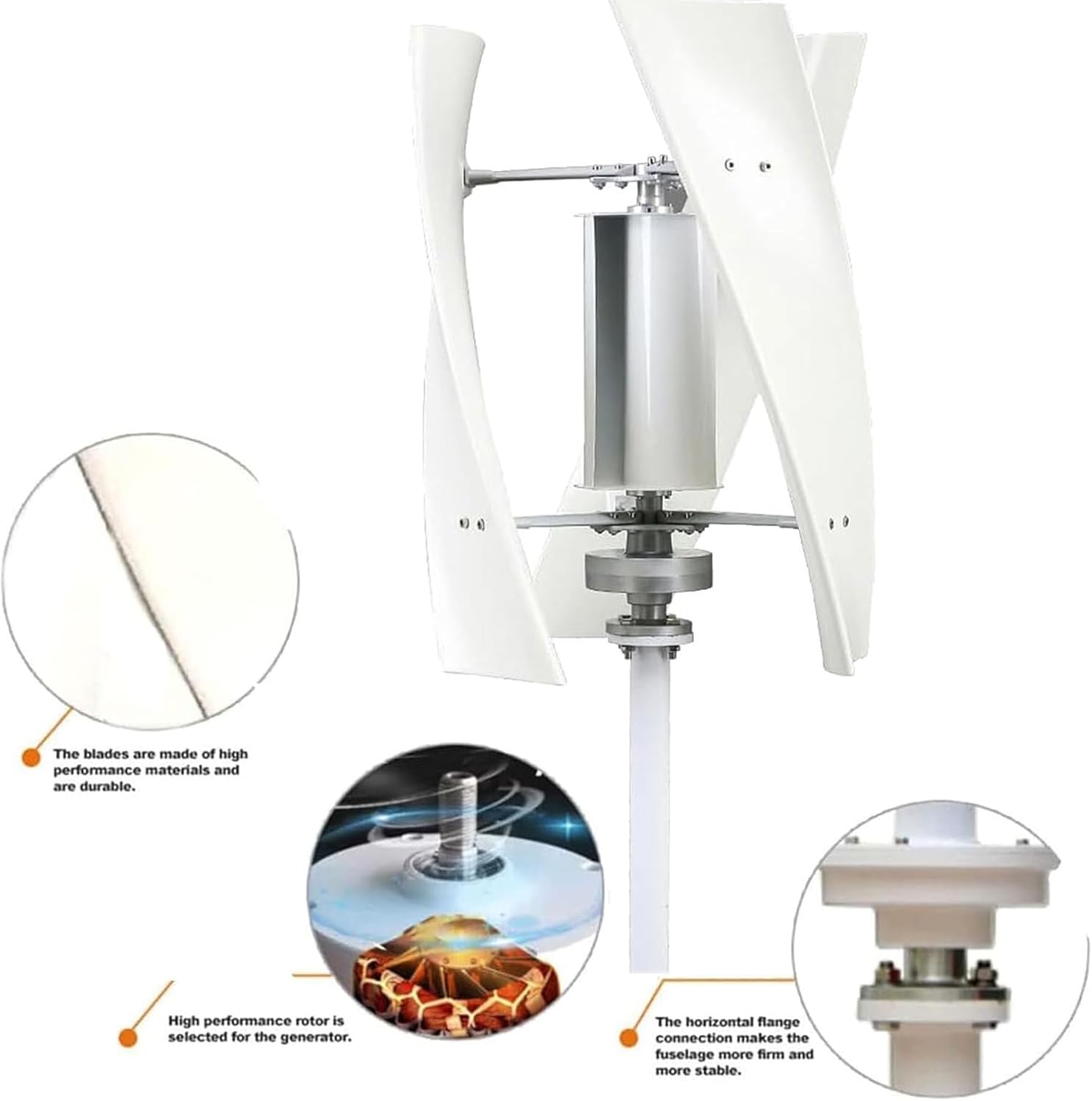 12000W Durable 3 - Blade Vertical Axis Wind Turbine, Low Noise Wind Generators for Home Use12v/24V 48V 220V, with Controller