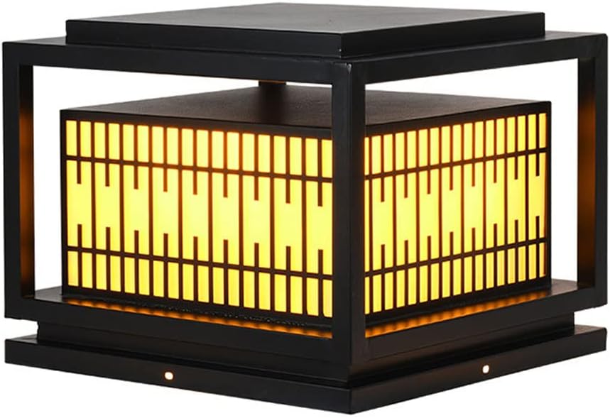 Pillar Lamp Outdoor Waterproof Post Light Fixtures Modern Square Floor Column Light Imitation Marble Lampshade Villa Courtyard Deck Terrace Decorative Lighting