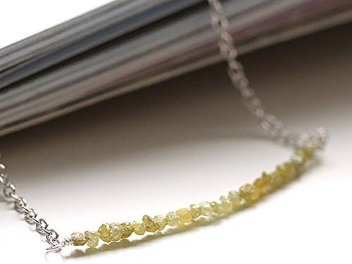 genuine yellow diamond necklace, 1.01 ct weight, natural raw diamond bar, real rough diamond beads 1.5mm to 2mm