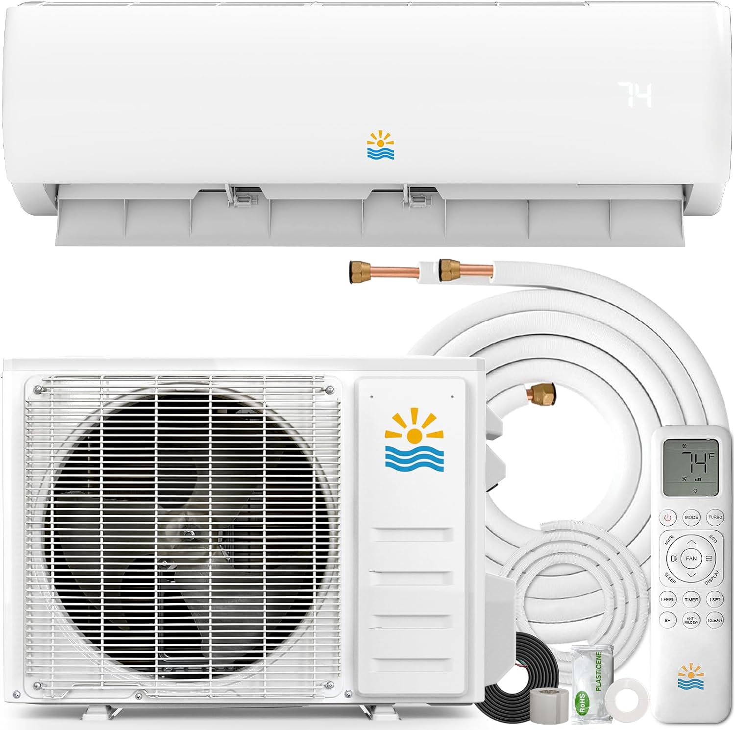 Mini Split Ac/Heating System - 17000 BTU Ductless Mini Split Air Conditioner with Heat Pump, 17 SEER2 230V Energy Efficient Ac Unit Up to 1250 Sq.Ft, Complete Installation Kit