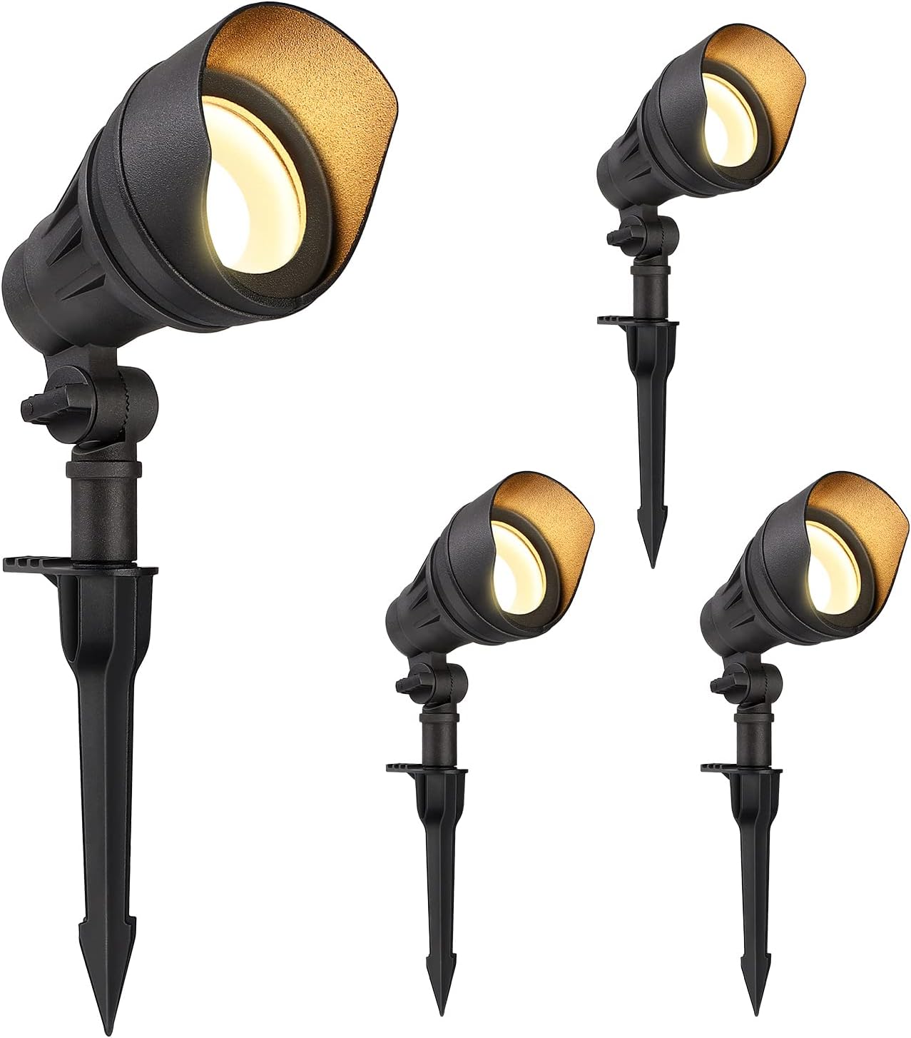 DEWENWILS LED Low Voltage Landscape Lights, 14W 540LM 3000K 12V Aluminum Outdoor Spotlight, IP65 Waterproof Landscape Lighting for Yard, Garden, House, Tree, Lawn, 4 Pack