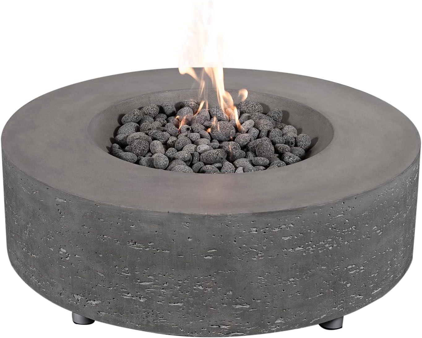Pyromania Genesis Outdoor Concrete Fire Table, 41 Inches Round - Propane Model in Slate Gray Color