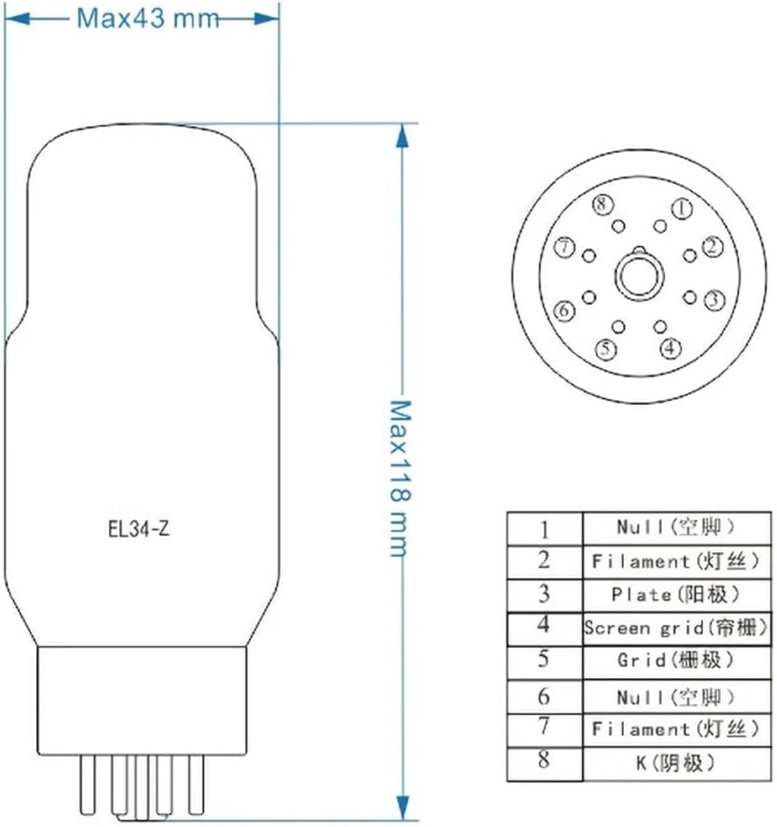 Vacuum Tube Rectifier EL34 EL34-Z EL34Z VacuumTube Valve Upgradat 5881 6L6 6P6P 6CA7 KT77 EL34C Tube Amp Kit HiFi Audio(1 Pcs)