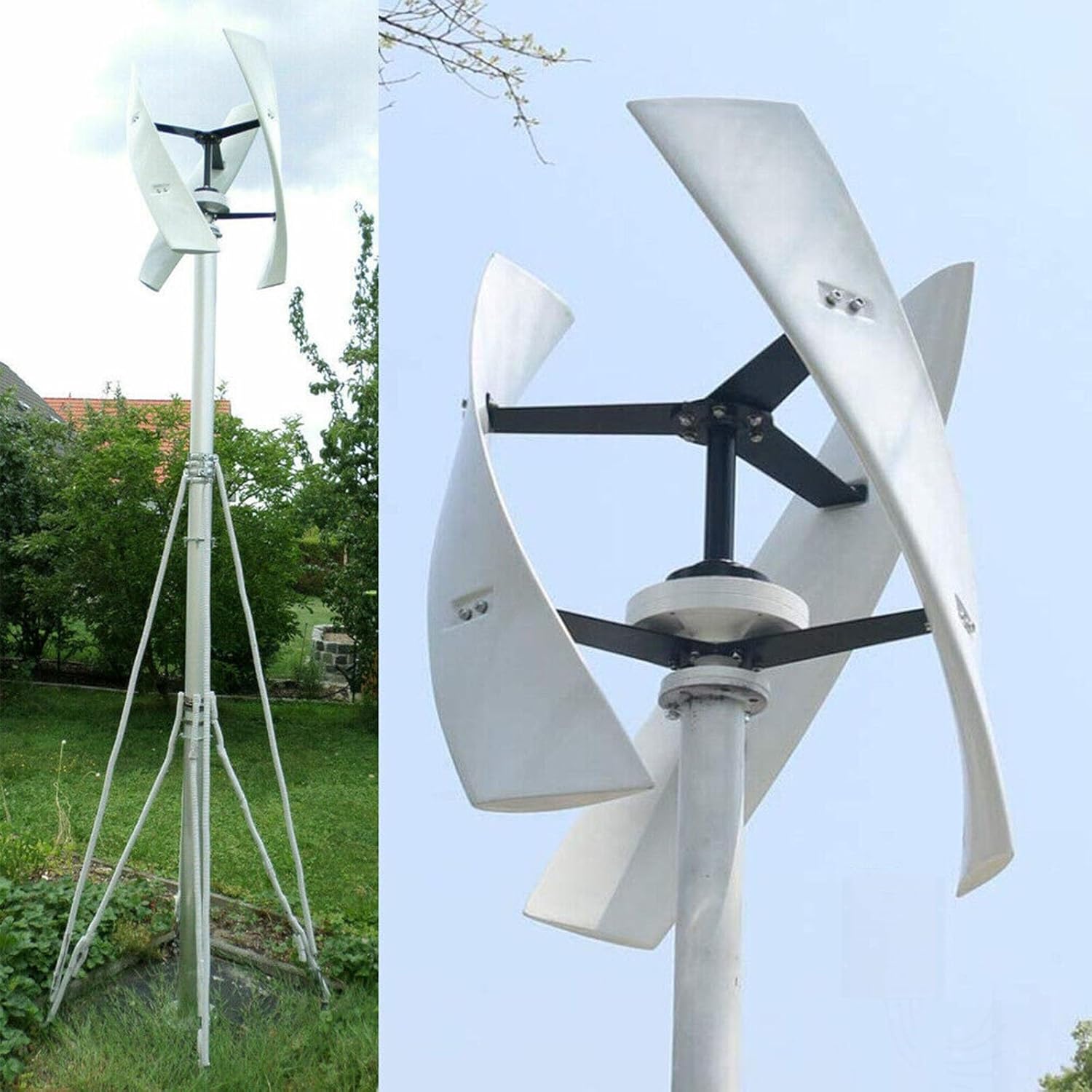 3000W Vertical Axis Wind Turbine Generator 12V 24V 48V Wind Turbine Generator Kit Free Energy Windmill Home Wind Turbine Maglev Breeze Start (Color : White, Size : 12V)