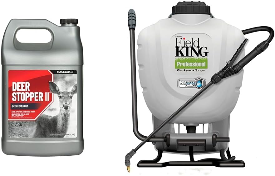 Deer Stopper II 1 Gallon Liquid Concentrate Repellent Bundle with D.B. Smith Field King 4 Gallon 190328 No Leak Pump Backpack Sprayer