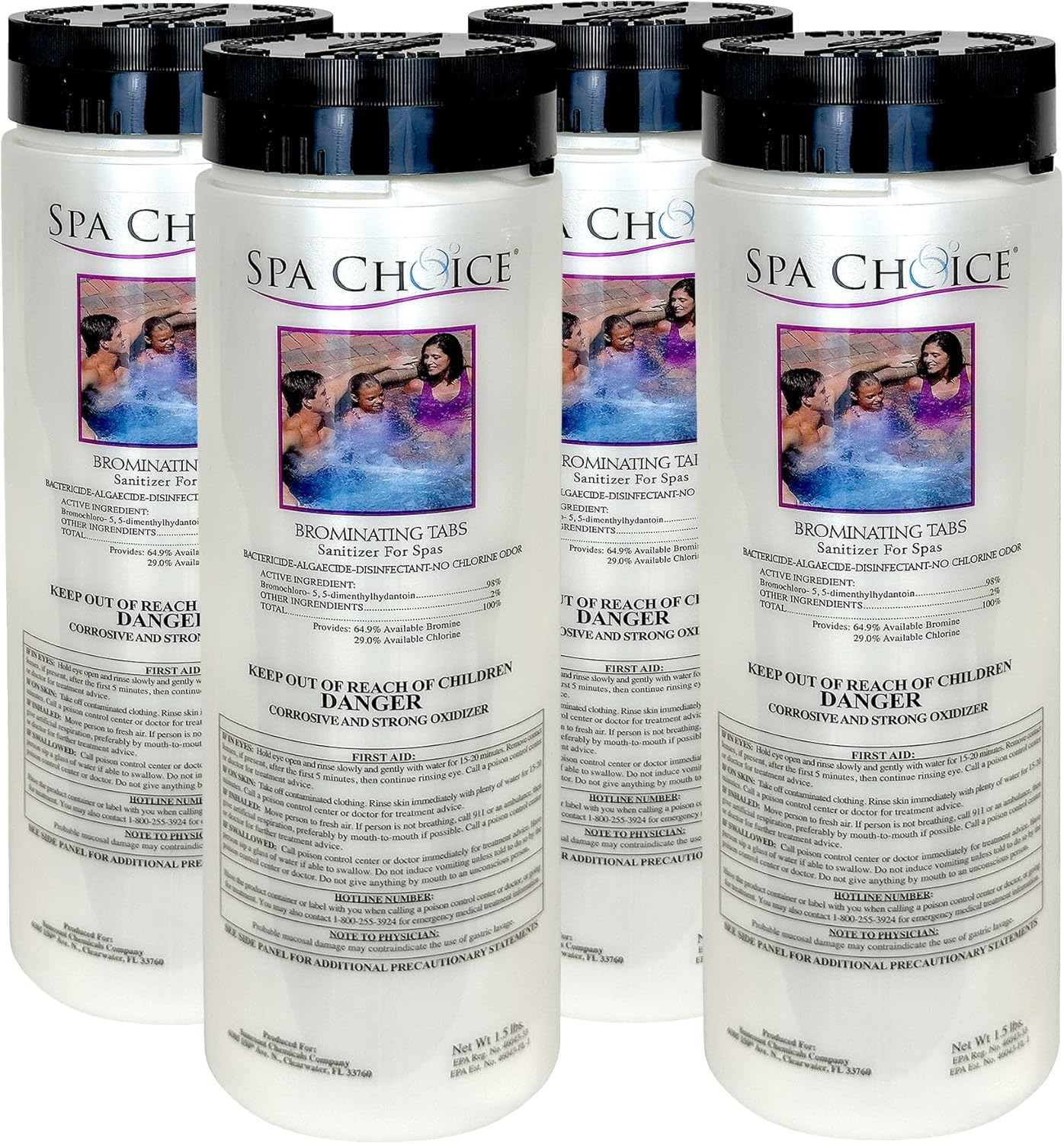 SpaChoice 1.5-Pounds 4-Pack Premium Brominating Tabs Sanitizer for Spas, Bromine Tablets for Spa Hot Tub, Made in USA