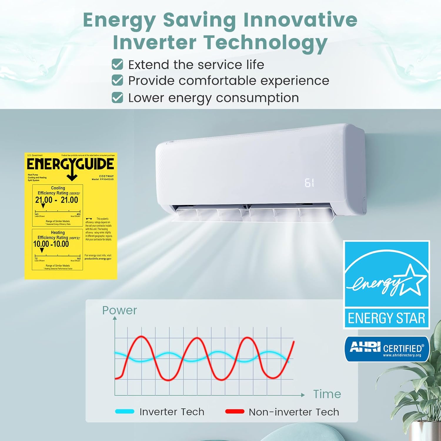 RELAX4LIFE Mini Split Ac/Heating System, 12000 BTU Ductless Mini Split Air Conditioner w/Heat Pump, Remote Control, Cools Up to 750 Sq.Ft, Installation Kit, 21 SEER2 208-230V Inverter Split AC Unit