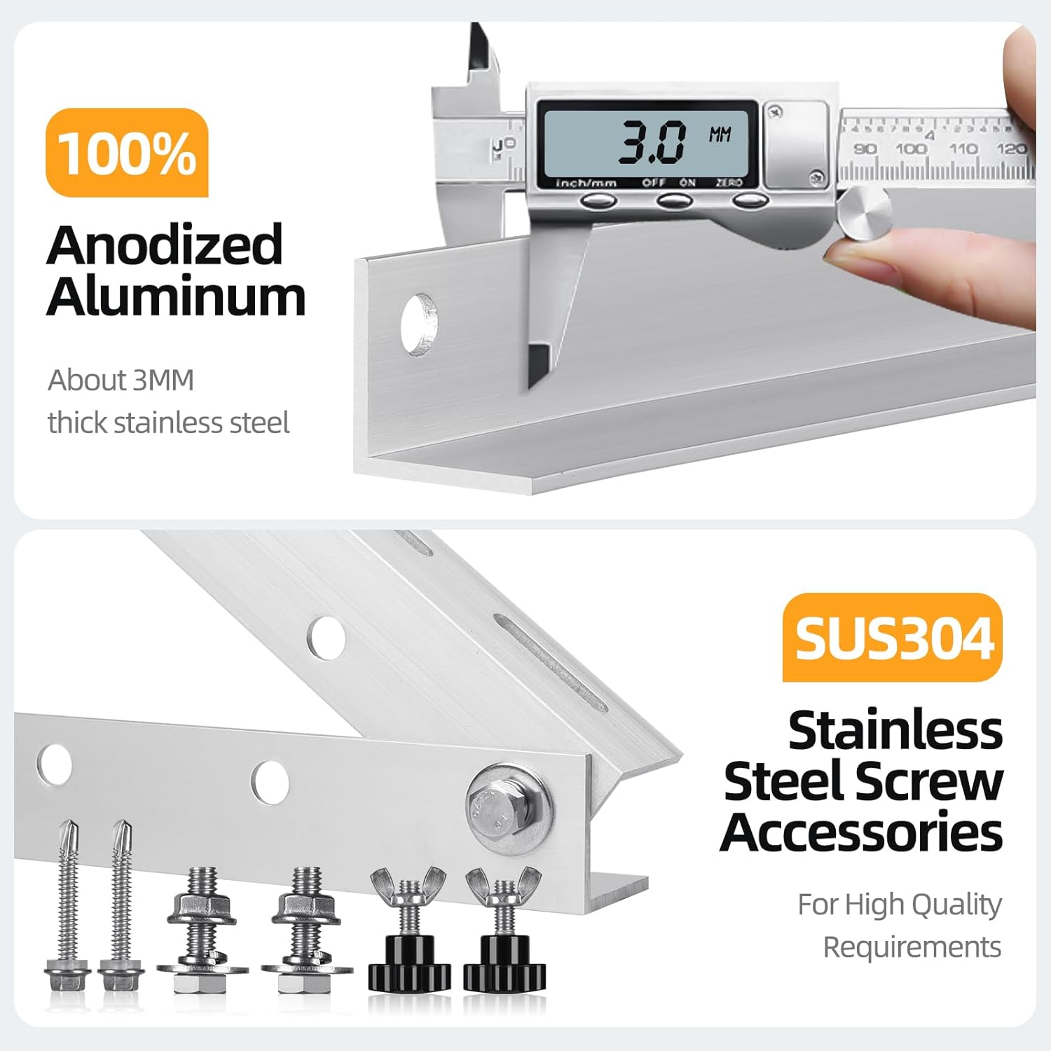 FLYING LION 2 Sets 45inch Adjustable Solar Panel Tilt Mount Brackets with Foldable Tilt Legs, Ieal for 2-4pcs 180 200 300 400 Watt Solar Panel for Roof, RV, Boat, and Off-Grid