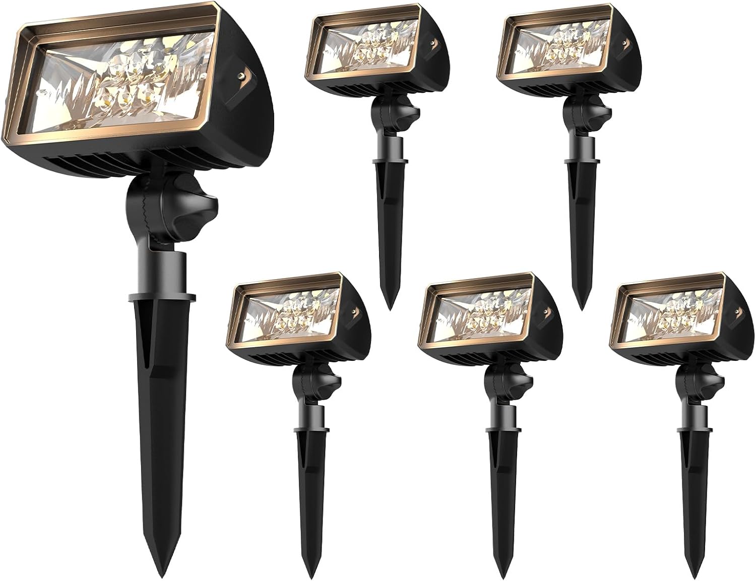 Low Voltage Spotlights 6PK Landscape Lighting Wall Wash Lights 2700K Warm White 18W 600 Lumens Outdoor Lights Aluminum Housing with Connector for Garden Yard Black Finish