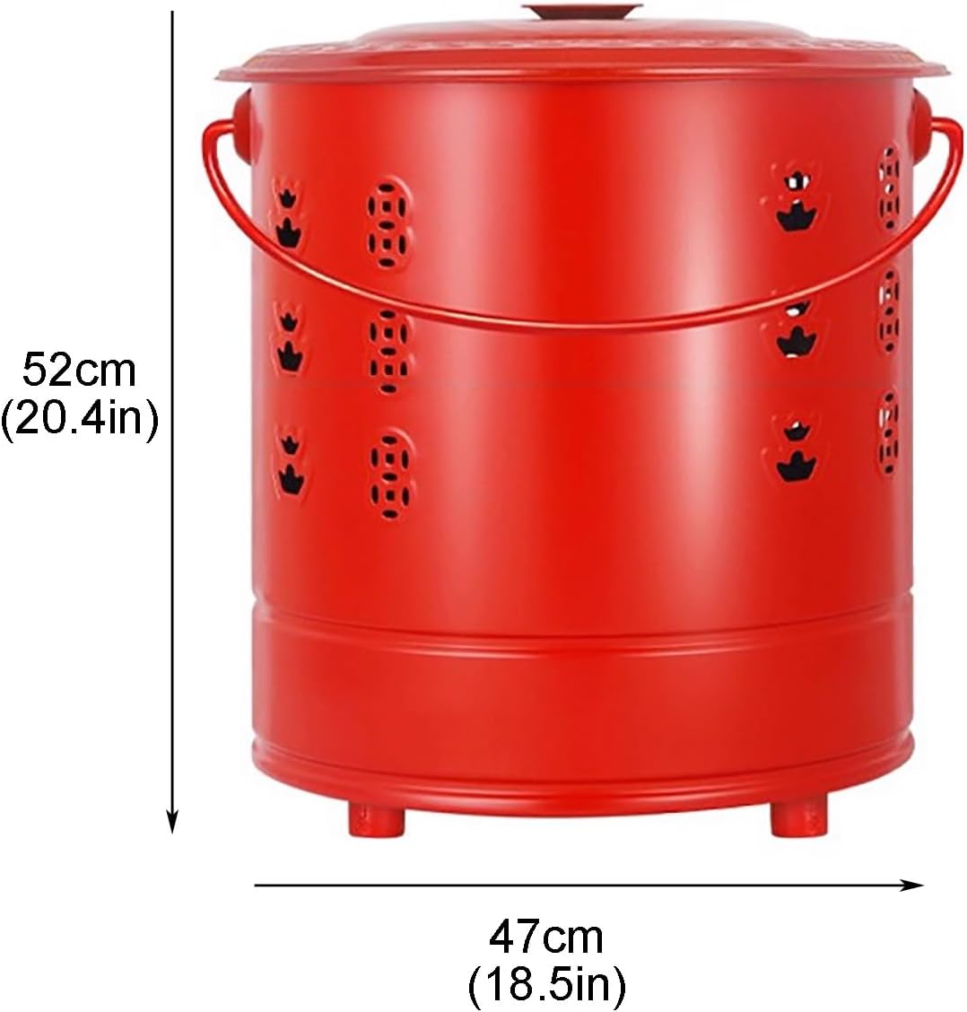 Paper Burning Bin, Stainless Steel Outdoor Smokeless Burn Barre, Carry Handle Attached, Yard Waste Incinerator Fire Pit Bin for Outside(52cm)