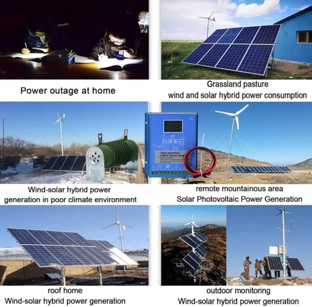 24V,HYZHANHONG Intelligent Wind Solar Hybrid Controller 5000W Compatible with 12V/24V/48V Solar Panels & Small Wind Turbines, Suitable for DIY Solar-Wind Projects