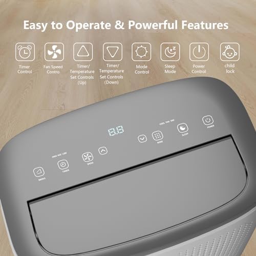14000 BTU Portable Air Conditioner with Remote Control,Quiet AC Unit 3 in 1 Cooling/Dehumidifying/Fan Modes, Ideal for Rooms up to 700 sq ft,Window Installation Kit for Home