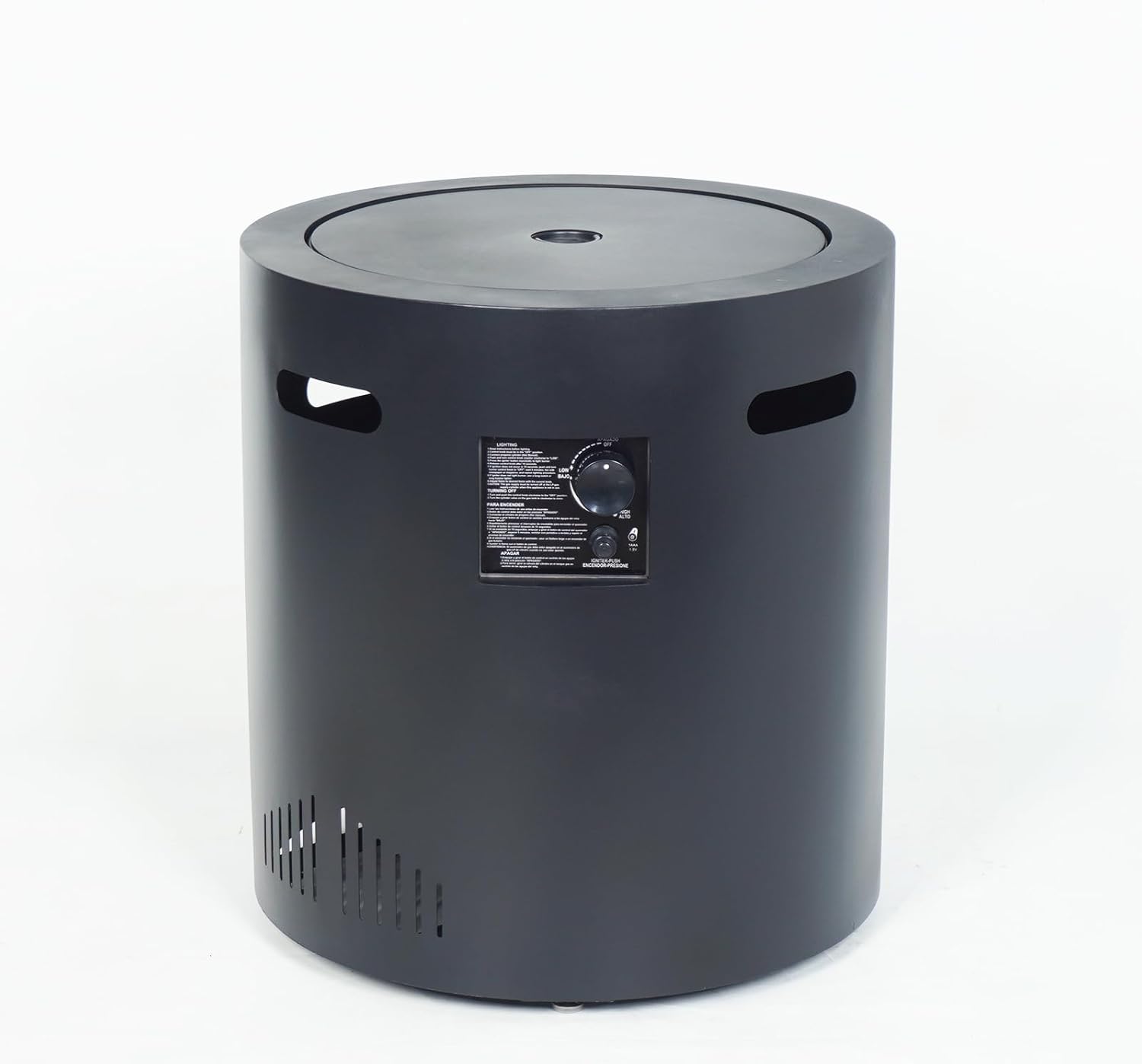 Outdoors 23 inch Steel Gas Fire Pit, Outside Propane Fire Column, Round Fireplace with Lava rocs and PVC Cover for Backyard, Garden and Terrace,Black