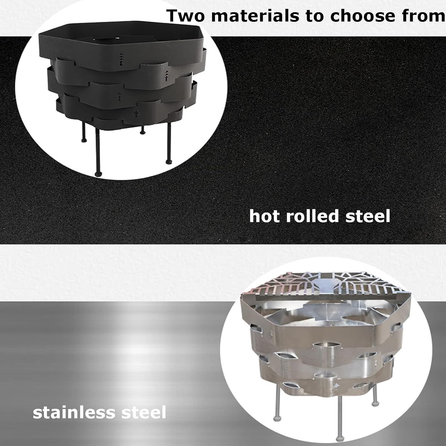 Folding Hexagon Shaped Stainless Steel Fire Pit,Unique Portal Stailess/hot Rolled Iron Outdoor Stove for BBQ/Heating