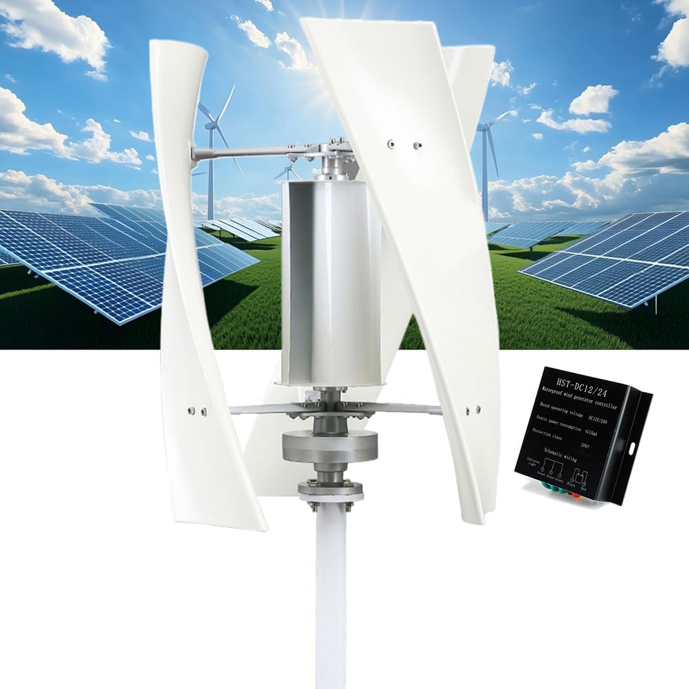220V 3000W Vertical Axis Wind Turbine Generator, 12V 24V 48V Free Energy Power Generator Low Start Wind Speed Suitable for Outdoor, Garden, Village