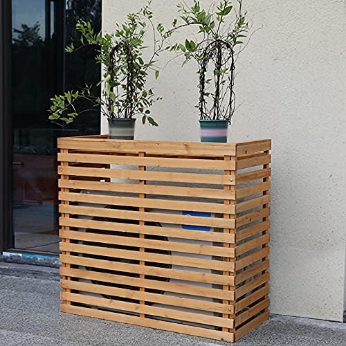Solid Wood Air Conditioner Cover for Outdoor Use Flower Shelf Decorative Balcony Shielding Host Air Conditioning Frame Natural 85x35x80