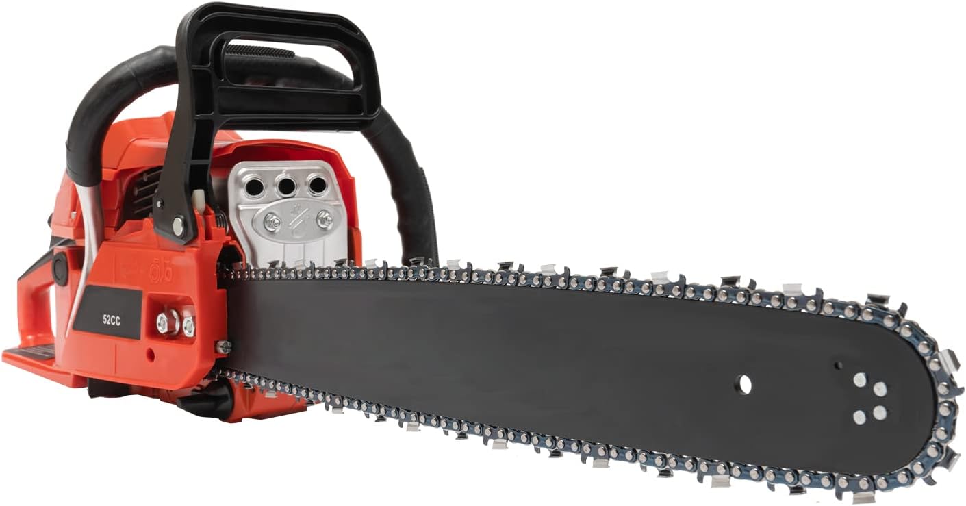 Gasoline Powered Chainsaws, 2-Stroke Handheld Gas Chainsaw Professional Cordless Power Chain Saws with Guide Bar Chain for Forest Cutting Trees, Wood, Garden and Farm Use 52CC 2.2KW