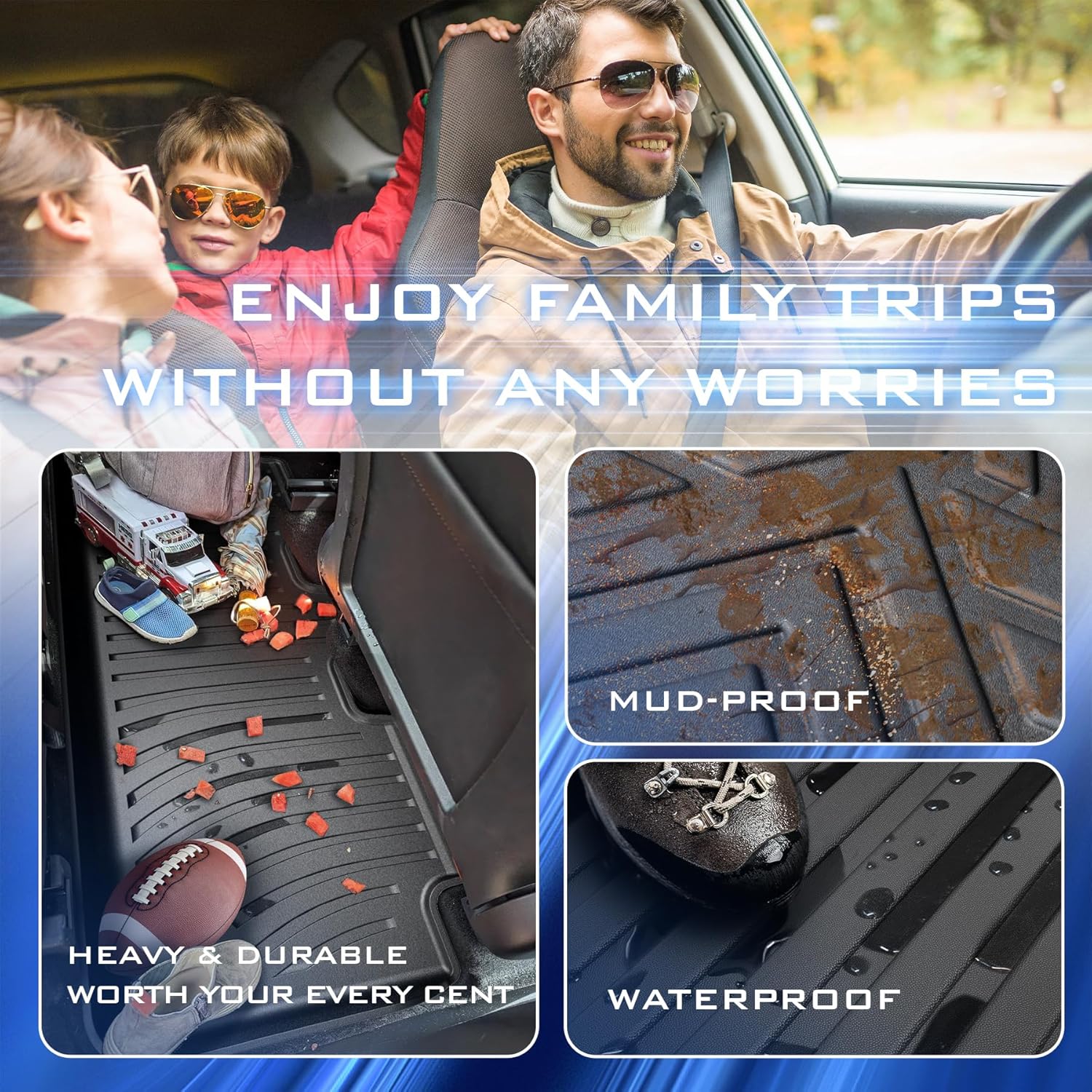 Car Floor Mats & Truck Bed Liner for Ford Maverick 2022-2024 2025 2026 Accessories,TPE All Weather Protection Floor Mats,Custom Fit 1st&2nd Row Car Floor Liners Set