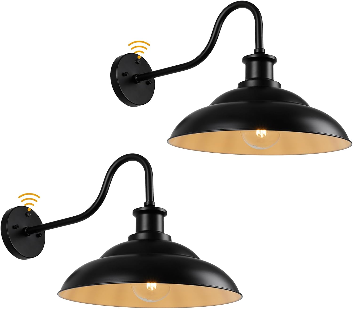 Dusk to Dawn Barn Light Outdoor, 16 Inch Farmhouse Wall Sconce, Vintage Exterior Wall Mount Lighting Fixture, Waterproof Black Lantern for Porch Garage