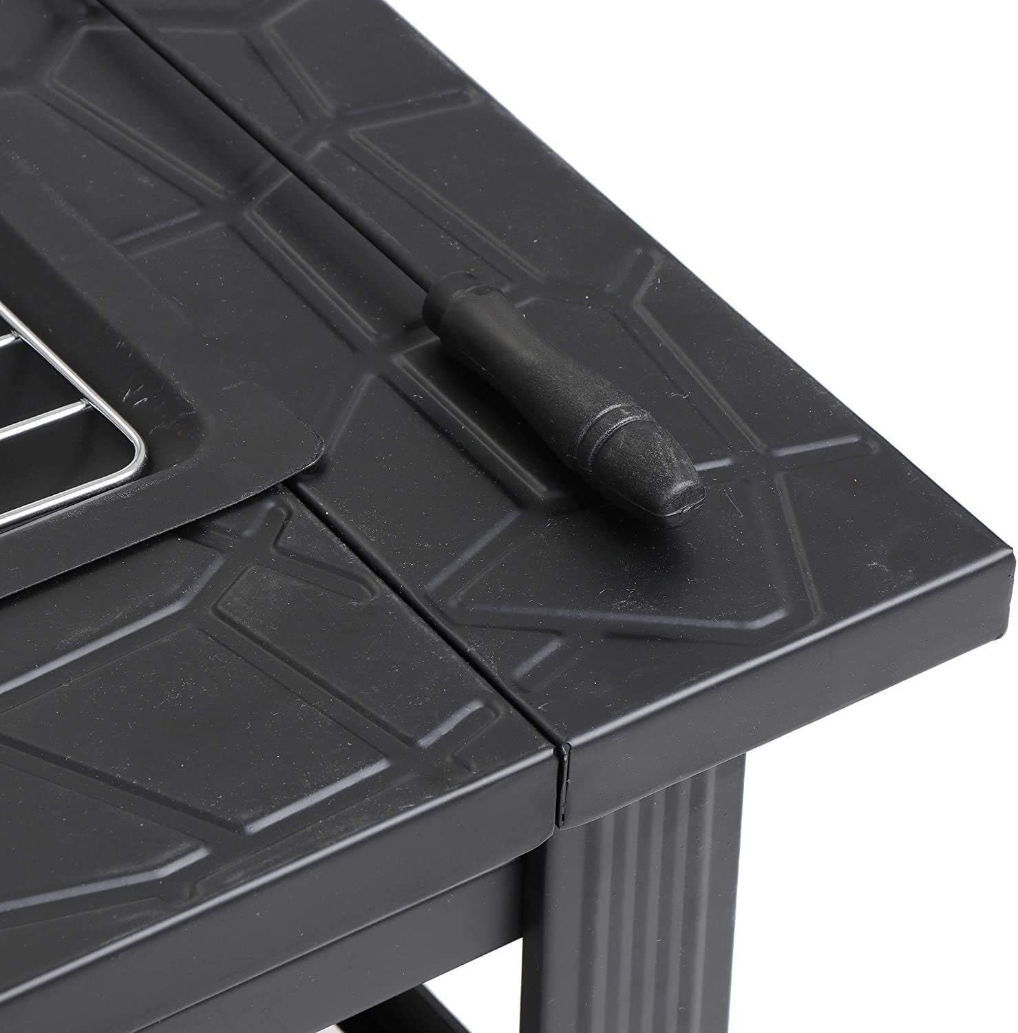 Outdoor Fire Pit,3 in 1 Outdoor Metal Fire Pit Square Stove Brazier Patio Heater Square able Garden Patio Heater Ice Pit with Waterproof Cover