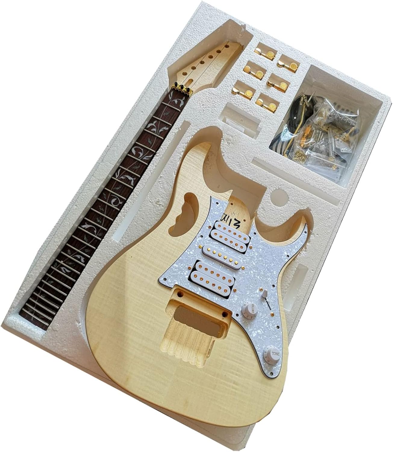 Easy Installation Basswood Body Rosewood Fingerboard Maple Neck Electric Guitar DIY Kit Set Unfinished Guitar Set