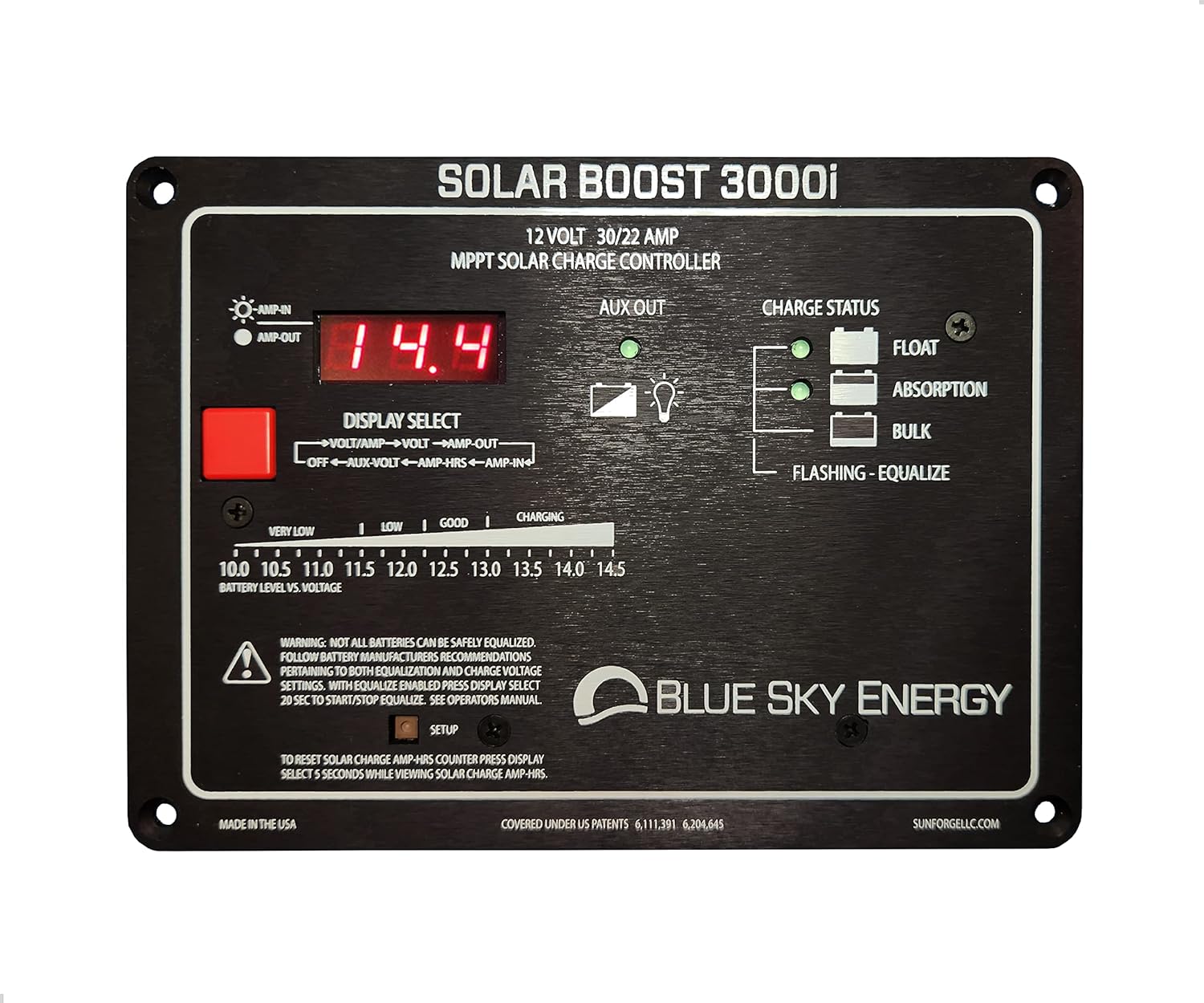 Kit Composed of Blue Sky Energy SB3000i Solar Boost 30A MPPT Charge Controller and Battery Temperature Sensor