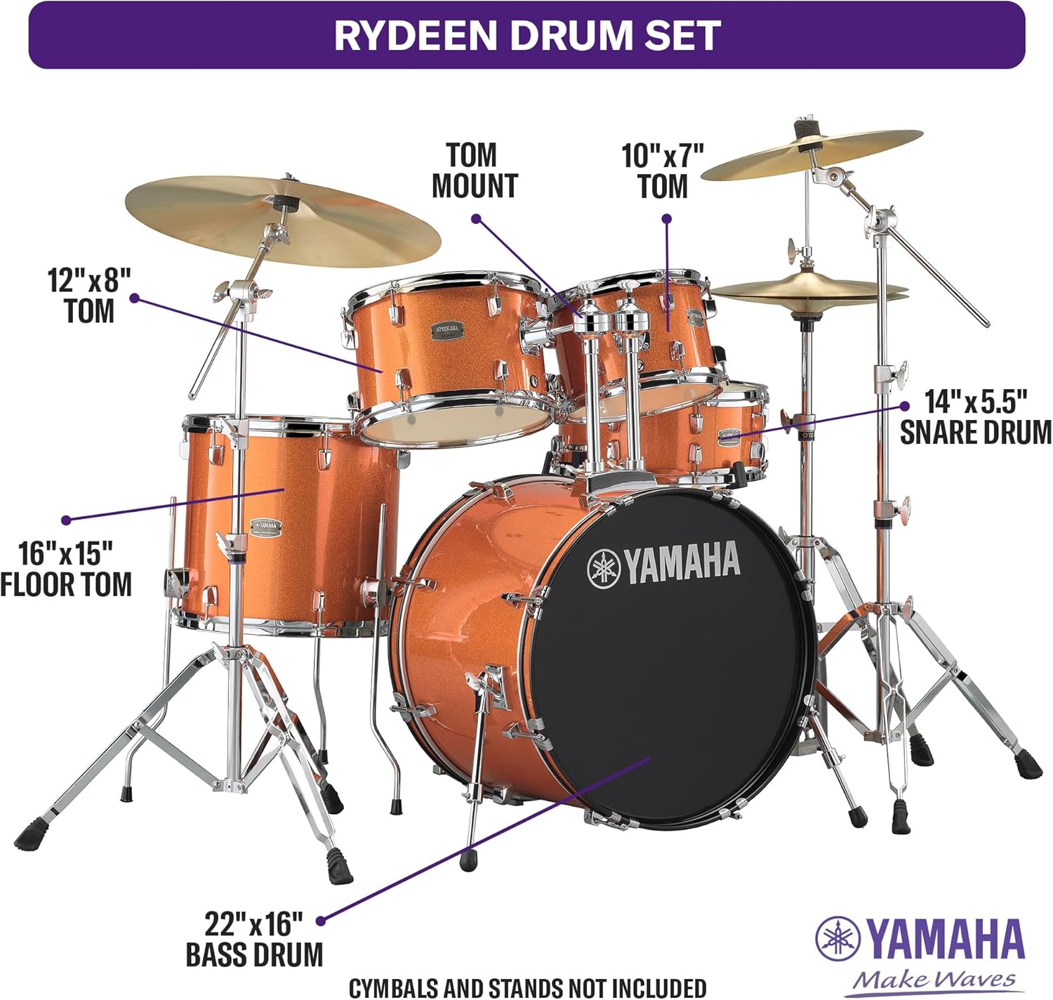 Yamaha Rydeen 5-Piece Drum Set With 22