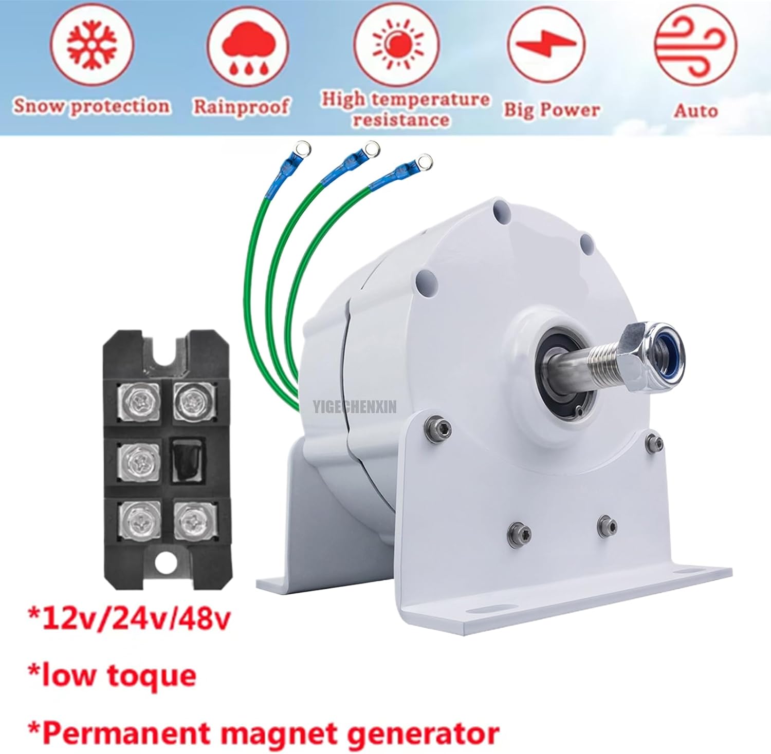 8000W Electric Alternator Generator 12V 24V 48V Ac Dc Low RPM Motor Permanent Magnet Rare Earth Turbine with Base Suitable for Hydro and Wind Turbines(220V)