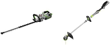 EGO POWER+ 56V Lithium-ion 25-Inch 180-degree Rotating Handle Brushless Hedge Trimmer with 15-Inch POWERLOAD Aluminum Telescopic Shaft String Trimmer 2.5Ah Battery and Charger Included