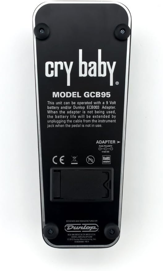 Dunlop Crybaby GCB-95 Classic Wah Pedal Bundle with 2 Patch Cables and 6 Assorted Dunlop Picks