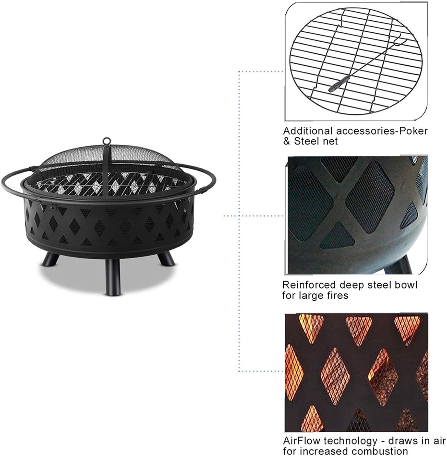 Outdoor Fire Pit Garden Fire Pit, Wrought Iron Cooking Fire Pit, Garden Gifts for Neighbors (Color : Style 1) (Style 2)