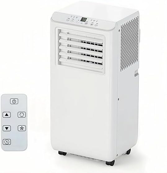10,000 BTU Portable Air Conditioner Cools 450 Sq.Ft Rooms, 3-In-1 Cooling AC Unit with Dehumidifier/Fan, Remote & 24H Timer, Includes Window Kit - for Bedroom, Office, Apartment, White