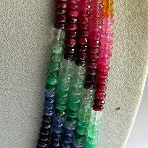 emerald necklace sapphire necklace ruby necklace 5 strands 4mm to 4.5mm beads 16 inches
