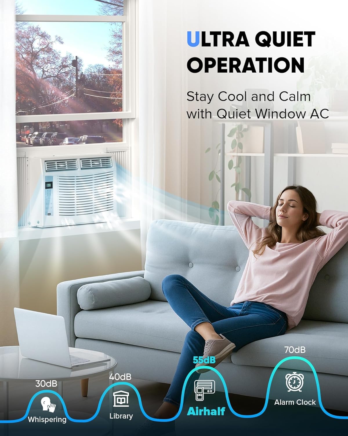 6000 BTU Window Air Conditioner with WiFi, Cools up to 250 Sq. Ft., Energy Saving Window AC Unit with Remote & App Control & Timer Function & Easy Install Kit, Perfect for Small Bedroom, Living Room,