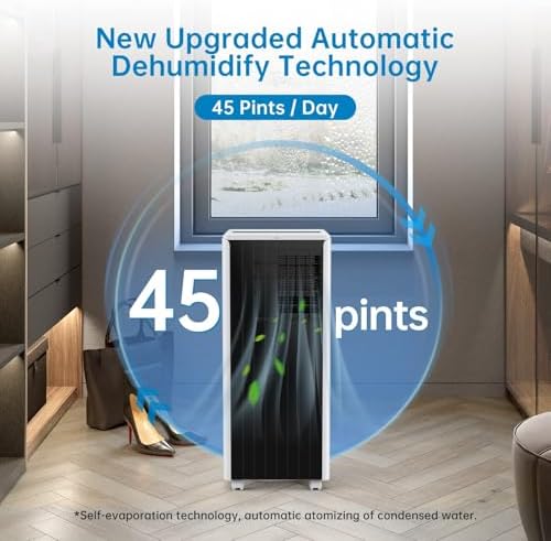 Portable Air Conditioners 8000 BTU, Remote Control AC Unit with 24H Timer, Low Noise & Energy Saving for Rooms Up to 350 Sq.Ft, Dorm, Office, Bedroom, Black & White