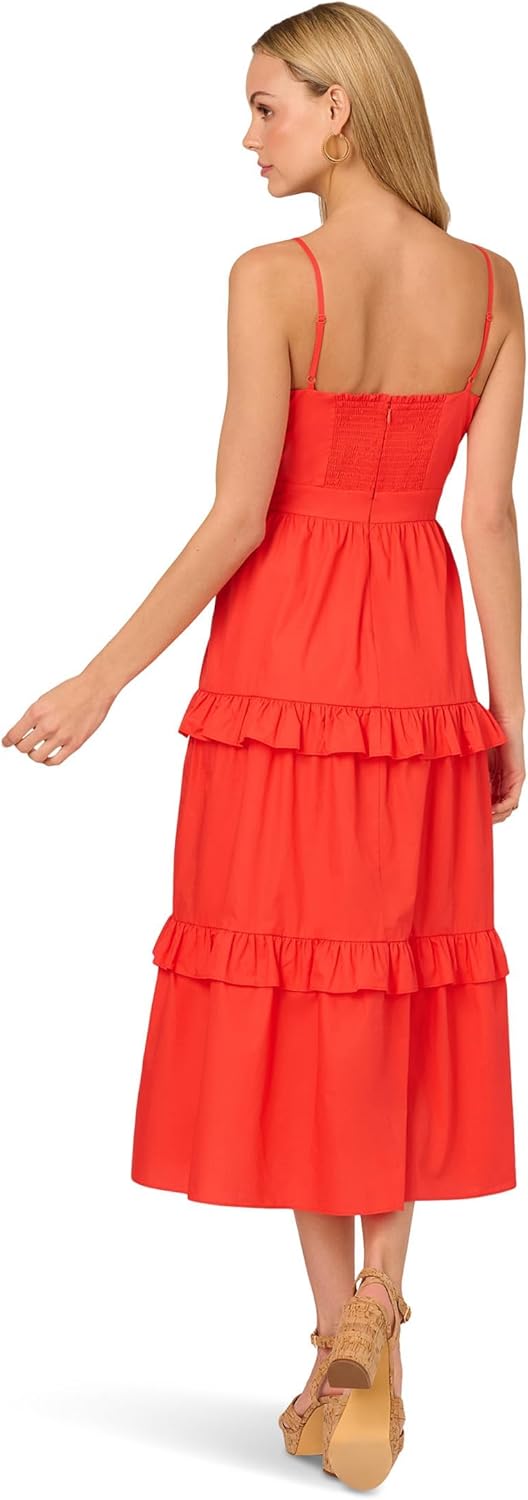 Adrianna Papell Women's Solid Tiered Midi Dress
