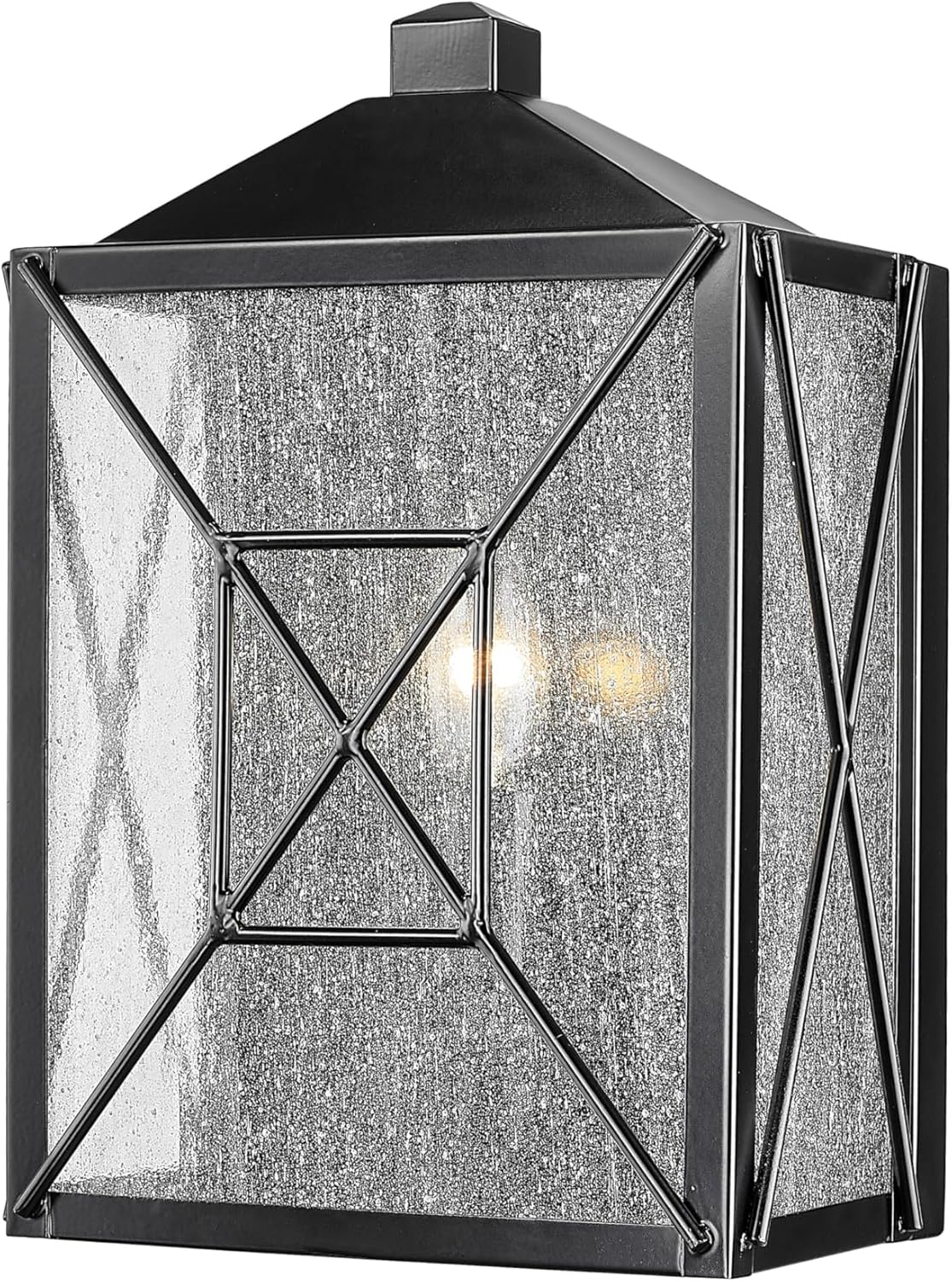 Millennium Lighting Caswell Outdoor Wall Sconce - Powder Coated Black - Clear Seeded Glass - 8in. Extension - E26 Candelabra Base