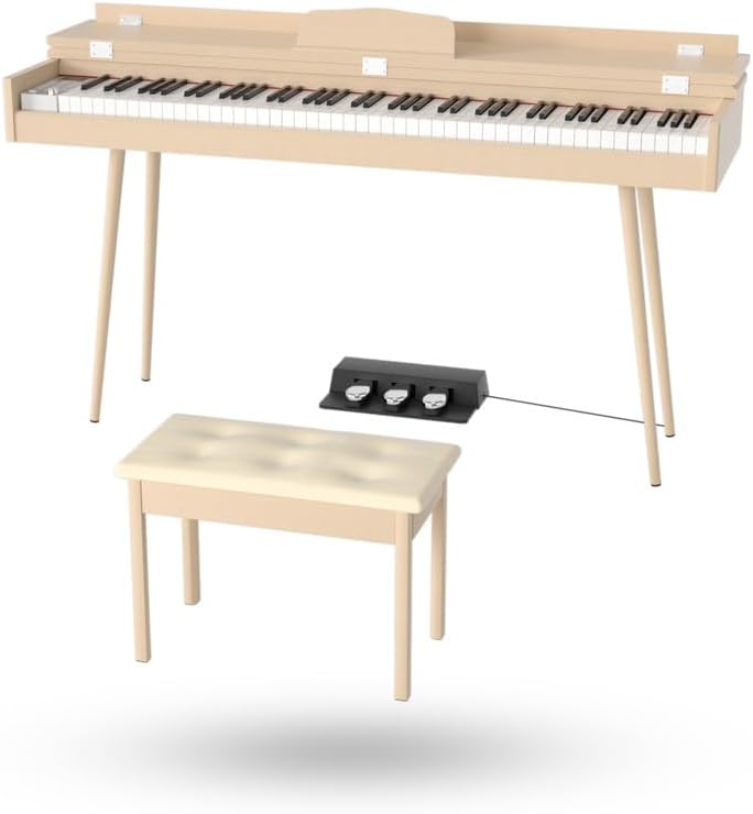 88 Key Full Size Hammer Weighted Digital Piano Keyboard, 88keys Hammer Weighted Electric Multi-Functional Keyboard piano with Stand, Pedal, Power Adapter for Beginner/Leanrner (Piano with Bench Set)