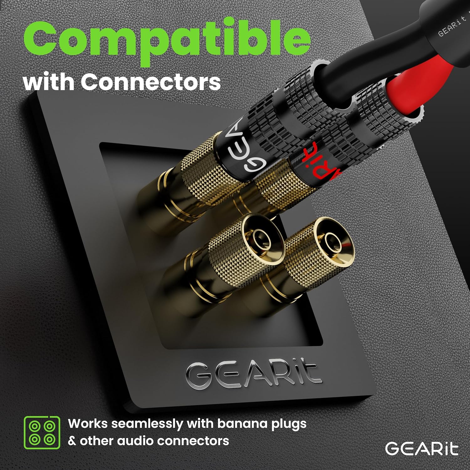 GEARit Outdoor Speaker Wire CL3 Rated, 12 Gauge Speaker Wire, Speaker Cable 100 ft for Outdoor Speakers, Patio, Garden, Backyard Audio, Direct Burial in Ground/in Wall, OFC (Black, 2-Conductors)