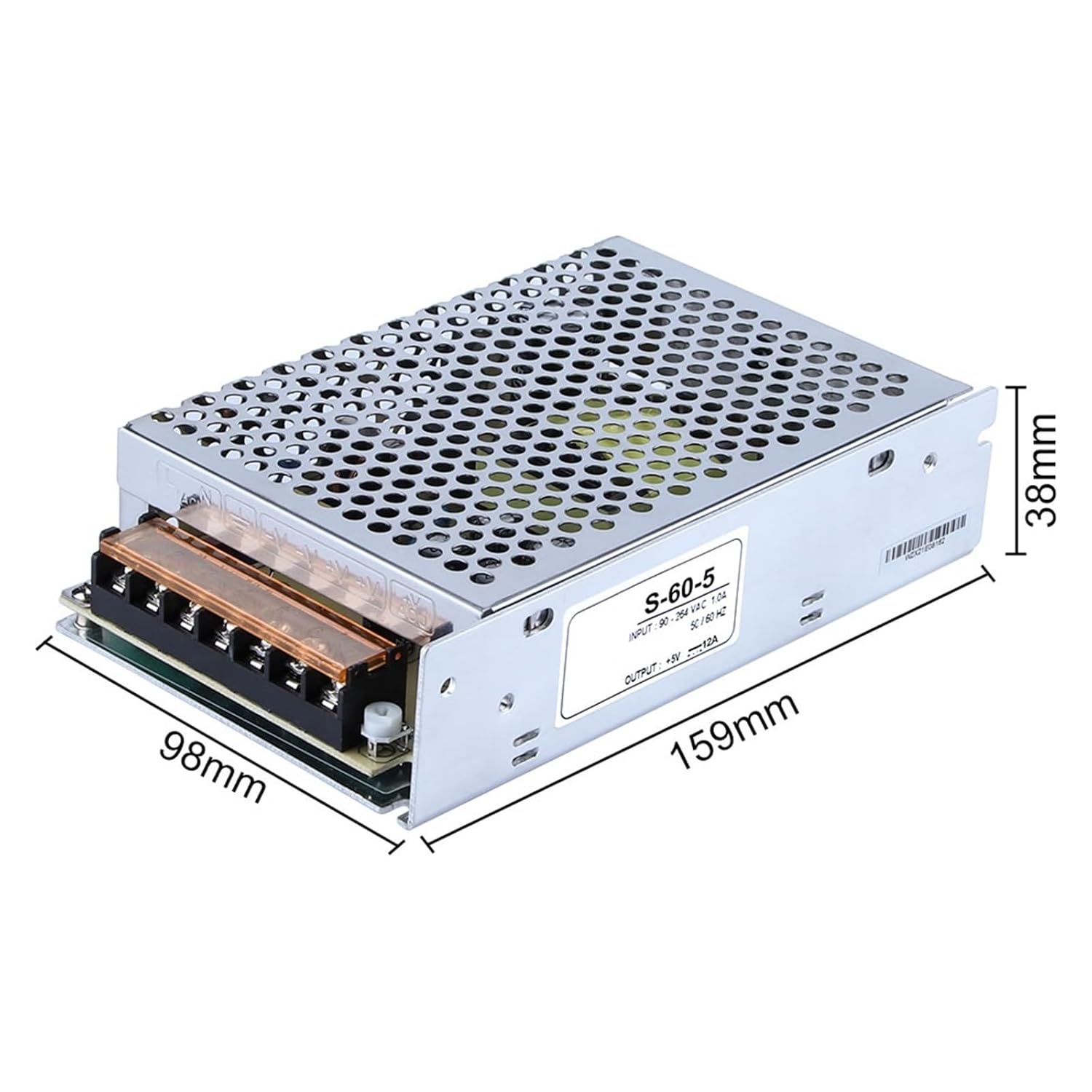 S-60-5 60W 5V 12A Studio Monitor Amplifier Power Switching Power Supply 1Pcs