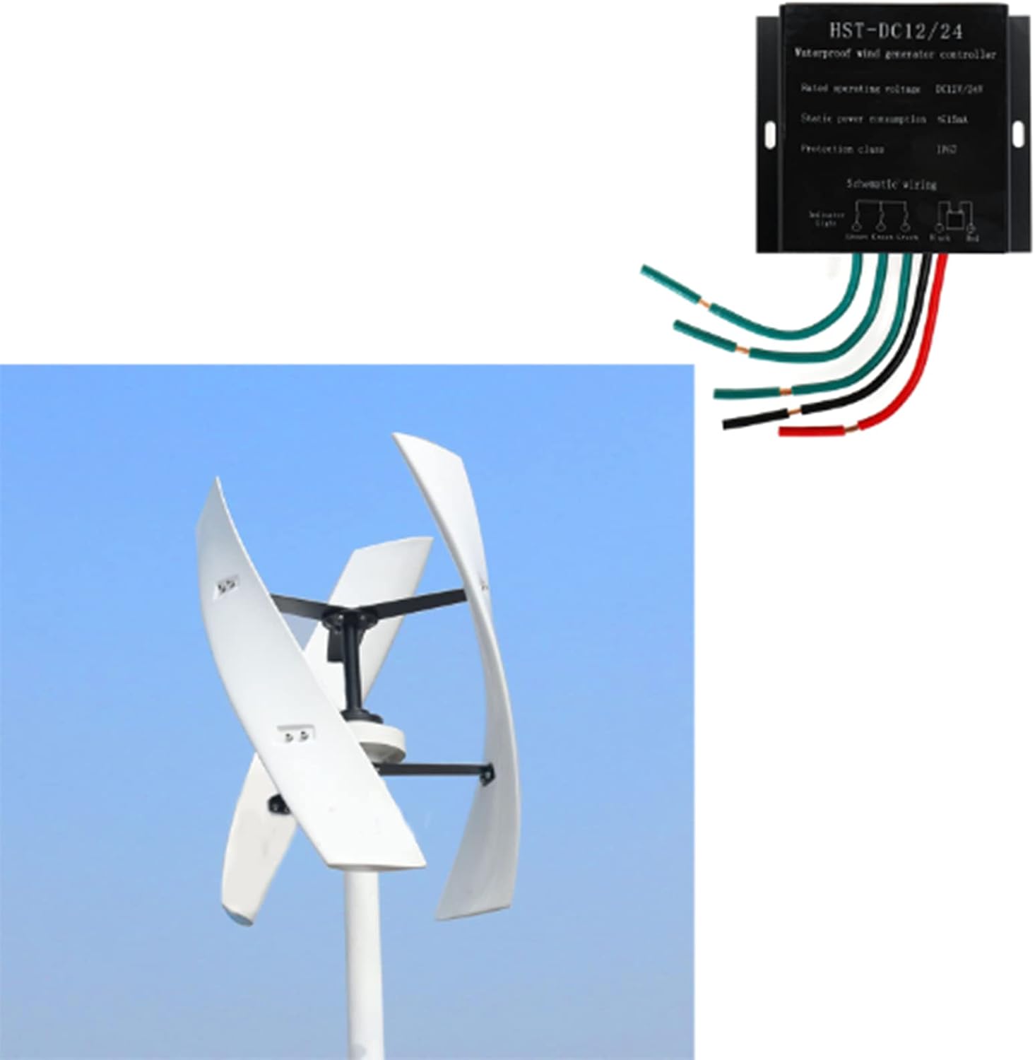 1000W New Wind Vertical Turbine Generator Kit, 12V 24V 48V 220V with MPPT Hybrid Controller Low Noise Verticalwind Turbine (White)