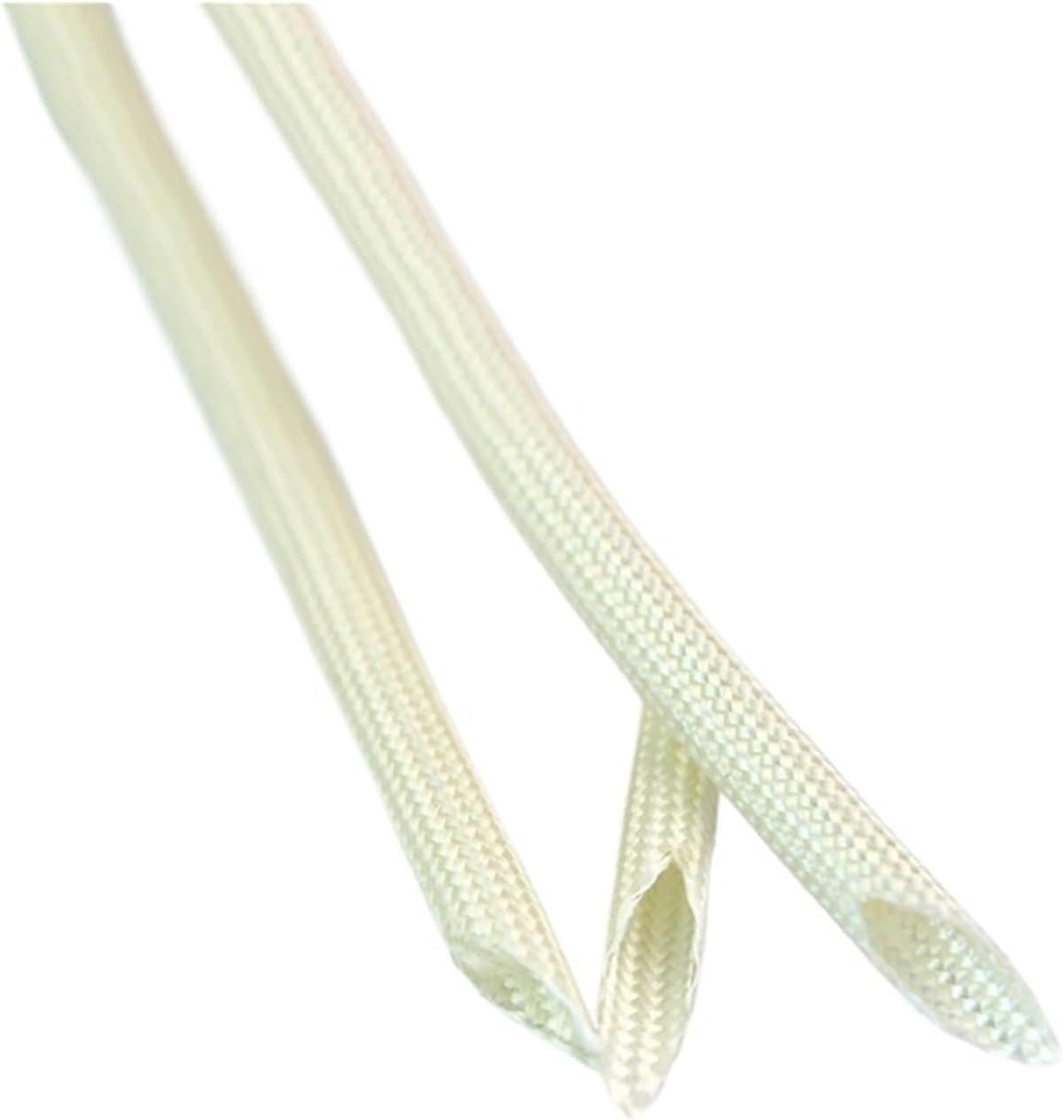Revive Furniture 1/5/10/20M Braided Fiberglass Sleeve 600 Deg High Temperature ID 1mm ~25mm Chemical Glass Fiber Tube Sleeving White(20mm,20M)