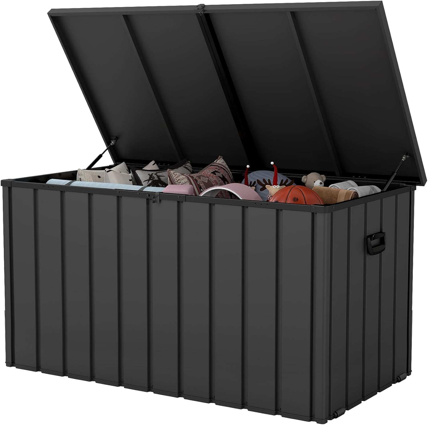 200 Gallon Metal Deck Box, Waterproof Outdoor Storage Box with Lockable Lid, Large Pool Storage Cabinet for Patio Furniture Garden Tools Pool-Supplies, Grey