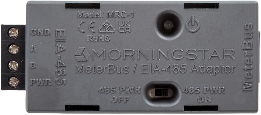 Morningstar Meterbus to EIA-485 Adapter (MRC-1) - Converts Meterbus RJ-11 to Standard EIA-485, Modbus & SCADA Compatible, Electronic Protections, Status LED, RJ-11 Cable Included - Designed in the USA