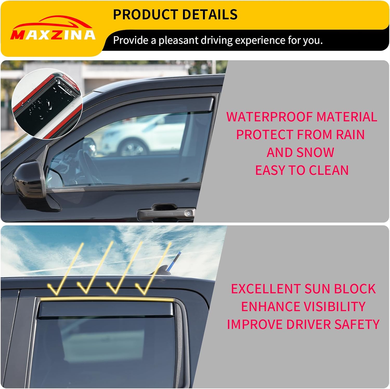 Visor Rain Guards Compatible with 2022-2025 2026 Ford Maverick Front and Rear in-Channel Window Visors Wind Deflectors Weather Shield for 2024 Maverick 4PCS Accessories