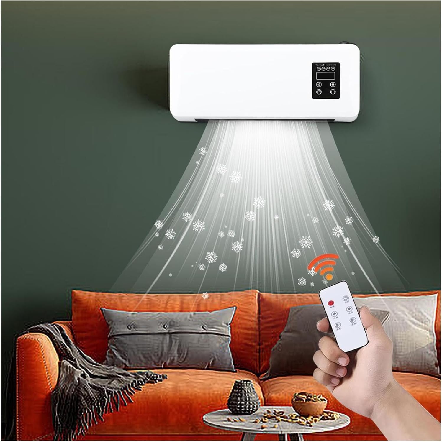 1500W Mini Air Conditioner,Cooling and Heating Function Air Cooling Heating Fan,Through-the-Wall Air Conditioners Wall Mount Air Conditioner and Heater for Bedroom Living Room YYBHDQPFS, zhanglan999