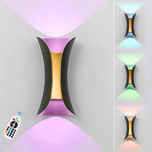 Internal Wall Lights Modern LED Up Down Black Indoor Wall Sconce Lamp with Remote Control RGB Dimmable Color Changing Neon Light 10W Aluminum Illumination for Living Room Bedroom Corridor (20cm)