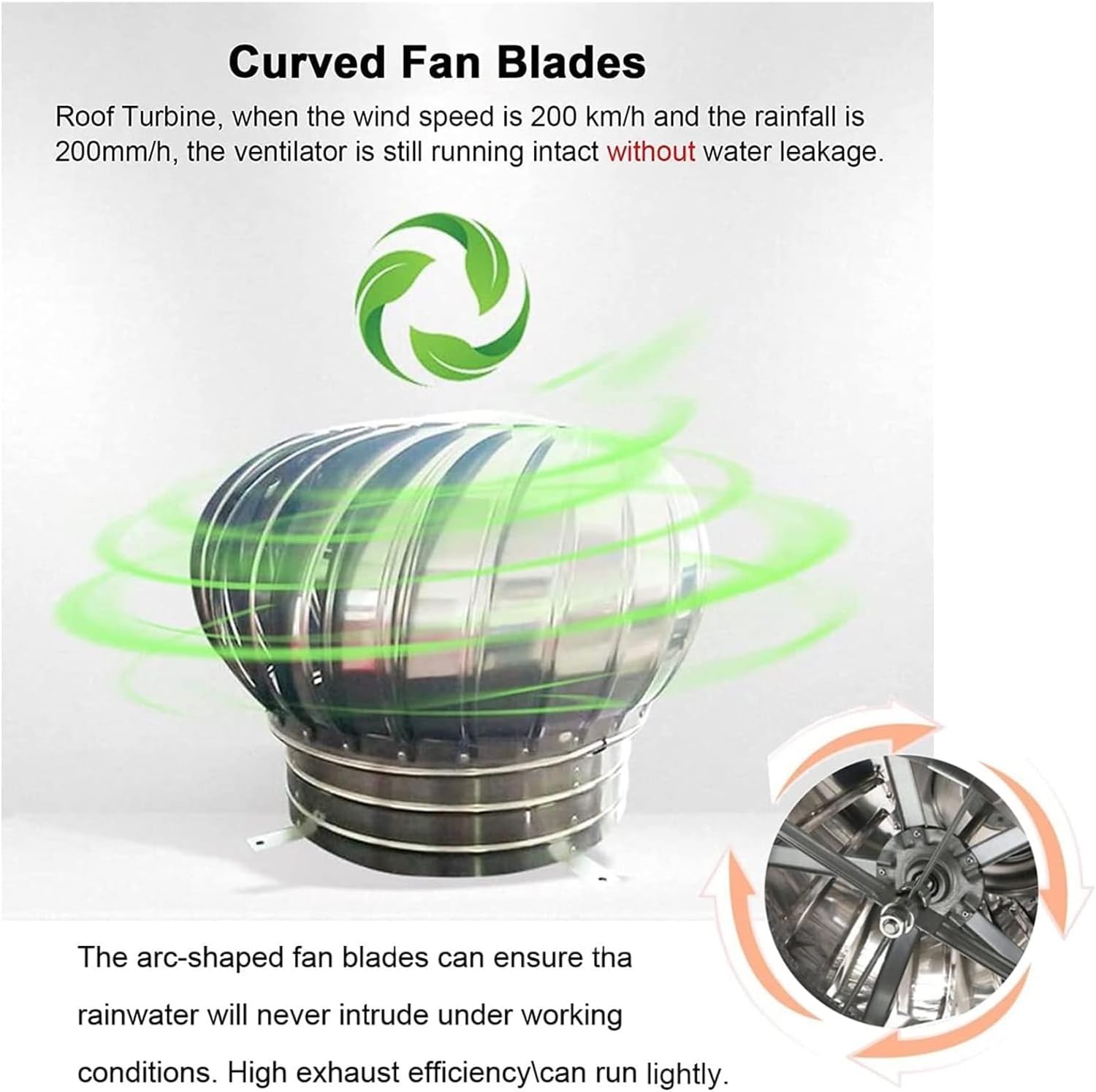 Roof Wind Turbine Vent Cap - Leak-Proof Round Chimney Fan for Attic Air Ventilation, 160mm Rotating Cap for House, Factory & Farm Use, Efficient Wind Turbines Vent System